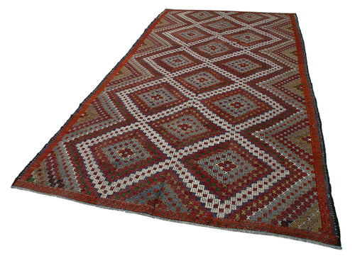 Geometric Kilim Beyaz Geometrik Keçi Tüyü El Dokuma Halısı 184x345 Agacan