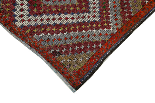 Geometric Kilim Beyaz Geometrik Keçi Tüyü El Dokuma Halısı 184x345 Agacan