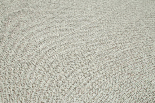 Vintage Flatweave Bej Eskitme Pamuk Yün El Dokuma Halısı 278x304 Agacan