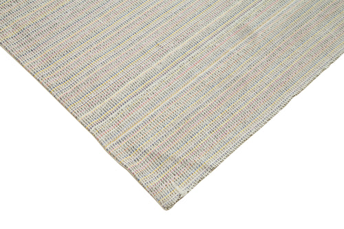 Vintage Flatweave Bej Eskitme Pamuk Yün El Dokuma Halısı 306x411 Agacan