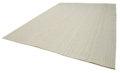 Vintage Flatweave Bej Eskitme Pamuk Yün El Dokuma Halısı 308x410 Agacan