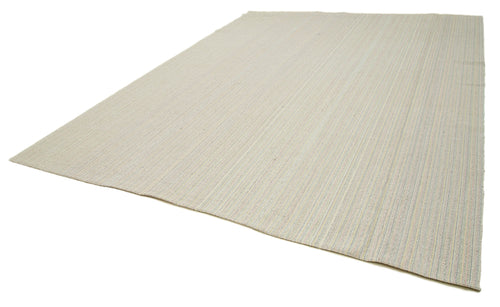 Vintage Flatweave Bej Eskitme Pamuk Yün El Dokuma Halısı 308x410 Agacan