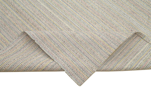 Vintage Flatweave Bej Eskitme Pamuk Yün El Dokuma Halısı 308x410 Agacan