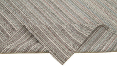 Vintage Flatweave Gri Eskitme Pamuk Yün El Dokuma Halısı 200x350 Agacan