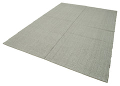 Vintage Flatweave Gri Eskitme Pamuk Yün El Dokuma Halısı 210x302 Agacan