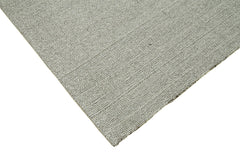 Vintage Flatweave Gri Eskitme Pamuk Yün El Dokuma Halısı 210x302 Agacan