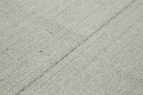 Vintage Flatweave Gri Eskitme Pamuk Yün El Dokuma Halısı 210x302 Agacan