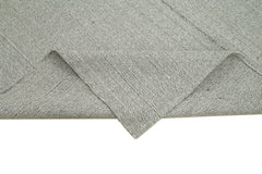Vintage Flatweave Gri Eskitme Pamuk Yün El Dokuma Halısı 210x302 Agacan