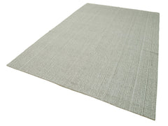 Vintage Flatweave Gri Eskitme Pamuk Yün El Dokuma Halısı 204x313 Agacan