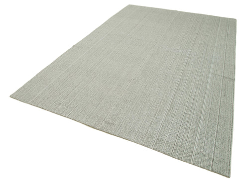 Vintage Flatweave Gri Eskitme Pamuk Yün El Dokuma Halısı 204x313 Agacan