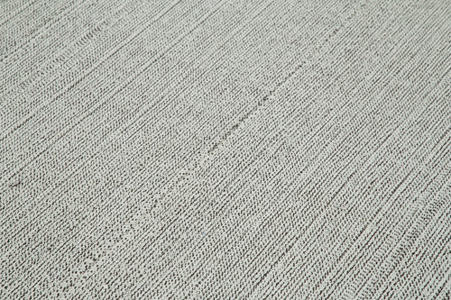 Vintage Flatweave Gri Eskitme Pamuk Yün El Dokuma Halısı 204x313 Agacan