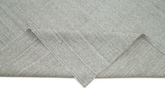 Vintage Flatweave Gri Eskitme Pamuk Yün El Dokuma Halısı 204x313 Agacan