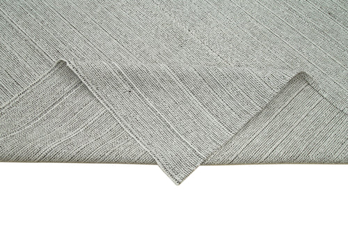 Vintage Flatweave Gri Eskitme Pamuk Yün El Dokuma Halısı 204x313 Agacan
