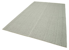 Vintage Flatweave Bej Eskitme Pamuk Yün El Dokuma Halısı 205x305 Agacan