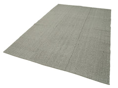 Vintage Flatweave Gri Eskitme Pamuk Yün El Dokuma Halısı 194x289 Agacan