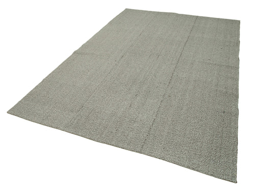 Vintage Flatweave Gri Eskitme Pamuk Yün El Dokuma Halısı 194x289 Agacan