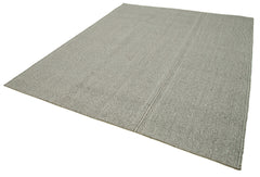 Vintage Flatweave Gri Eskitme Pamuk Yün El Dokuma Halısı 236x286 Agacan