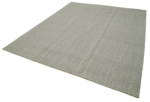 Vintage Flatweave Gri Eskitme Pamuk Yün El Dokuma Halısı 236x286 Agacan