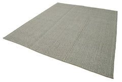 Vintage Flatweave Gri Eskitme Pamuk Yün El Dokuma Halısı 236x282 Agacan