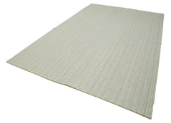 Vintage Flatweave Bej Eskitme Pamuk Yün El Dokuma Halısı 211x328 Agacan