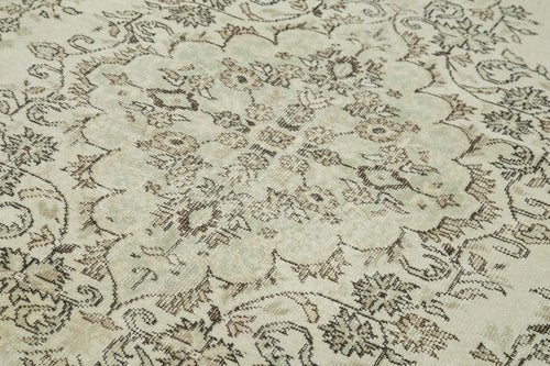 Vintage Bej Eskitme Pamuk Yün El Dokuma Halısı 191x309 Agacan