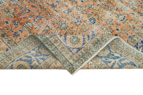 Vintage Turuncu Eskitme Pamuk Yün El Dokuma Halısı 191x303 Agacan