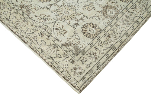 Vintage Bej Eskitme Pamuk Yün El Dokuma Halısı 188x307 Agacan