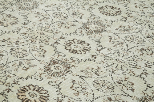 Vintage Bej Eskitme Pamuk Yün El Dokuma Halısı 188x307 Agacan