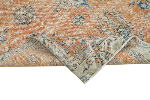 Vintage Turuncu Eskitme Pamuk Yün El Dokuma Halısı 157x274 Agacan