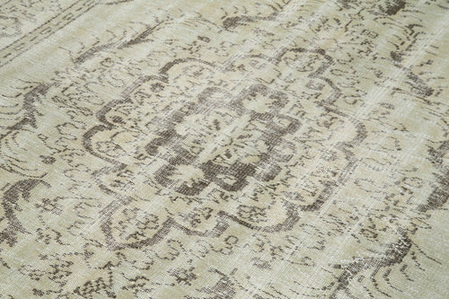Vintage Bej Eskitme Pamuk Yün El Dokuma Halısı 186x293 Agacan