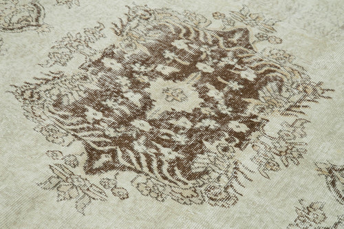 Vintage Bej Eskitme Pamuk Yün El Dokuma Halısı 167x243 Agacan