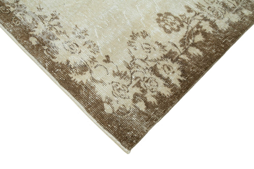 Vintage Bej Eskitme Pamuk Yün El Dokuma Halısı 170x261 Agacan