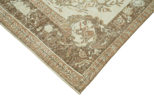 Vintage Bej Eskitme Pamuk Yün El Dokuma Halısı 175x276 Agacan