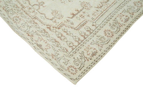 Vintage Bej Eskitme Pamuk Yün El Dokuma Halısı 163x267 Agacan