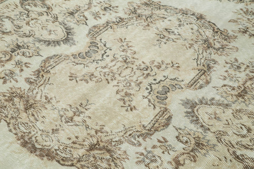 Vintage Bej Eskitme Pamuk Yün El Dokuma Halısı 170x248 Agacan