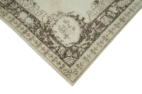 Vintage Bej Eskitme Pamuk Yün El Dokuma Halısı 213x308 Agacan