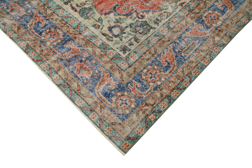 Vintage Kırmızı Eskitme Pamuk Yün El Dokuma Halısı 214x313 Agacan