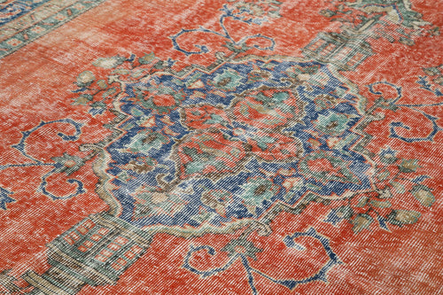 Vintage Kırmızı Eskitme Pamuk Yün El Dokuma Halısı 214x313 Agacan