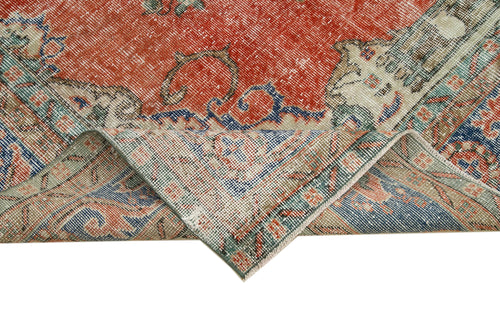 Vintage Kırmızı Eskitme Pamuk Yün El Dokuma Halısı 214x313 Agacan