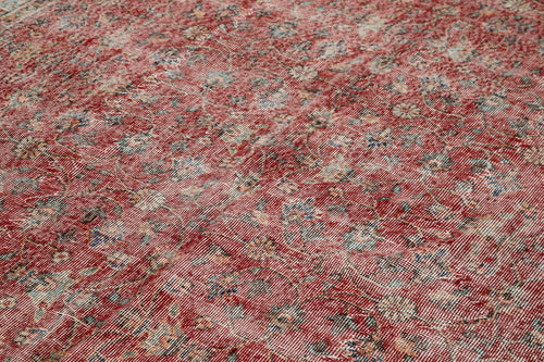 Vintage Kırmızı Eskitme Pamuk Yün El Dokuma Halısı 210x310 Agacan