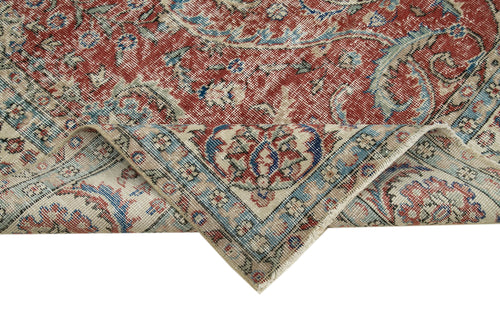 Vintage Kırmızı Eskitme Pamuk Yün El Dokuma Halısı 224x312 Agacan