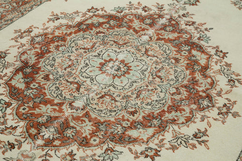 Vintage Bej Eskitme Pamuk Yün El Dokuma Halısı 190x342 Agacan