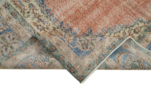 Vintage Kırmızı Eskitme Pamuk Yün El Dokuma Halısı 215x328 Agacan