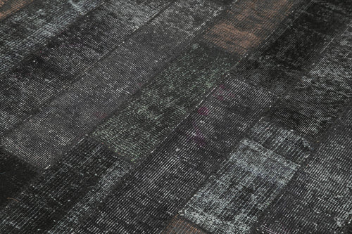 Kırk Yama Siyah Patchwork Pamuk Yün El Dokuma Halısı 171x243 Agacan