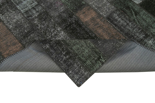 Kırk Yama Siyah Patchwork Pamuk Yün El Dokuma Halısı 171x243 Agacan