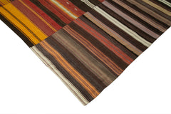 Kırk Yama Kahverengi Patchwork Pamuk Yün El Dokuma Halısı 313x410 Agacan
