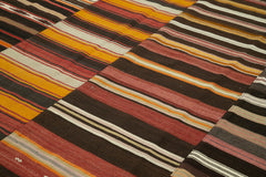 Kırk Yama Kahverengi Patchwork Pamuk Yün El Dokuma Halısı 313x410 Agacan