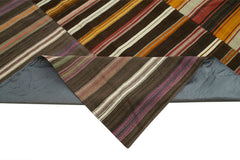Kırk Yama Kahverengi Patchwork Pamuk Yün El Dokuma Halısı 313x410 Agacan