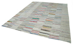 Kırk Yama Bej Patchwork Pamuk Yün El Dokuma Halısı 305x408 Agacan