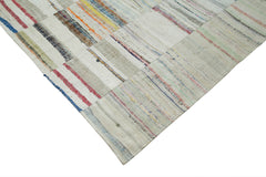 Kırk Yama Bej Patchwork Pamuk Yün El Dokuma Halısı 305x408 Agacan